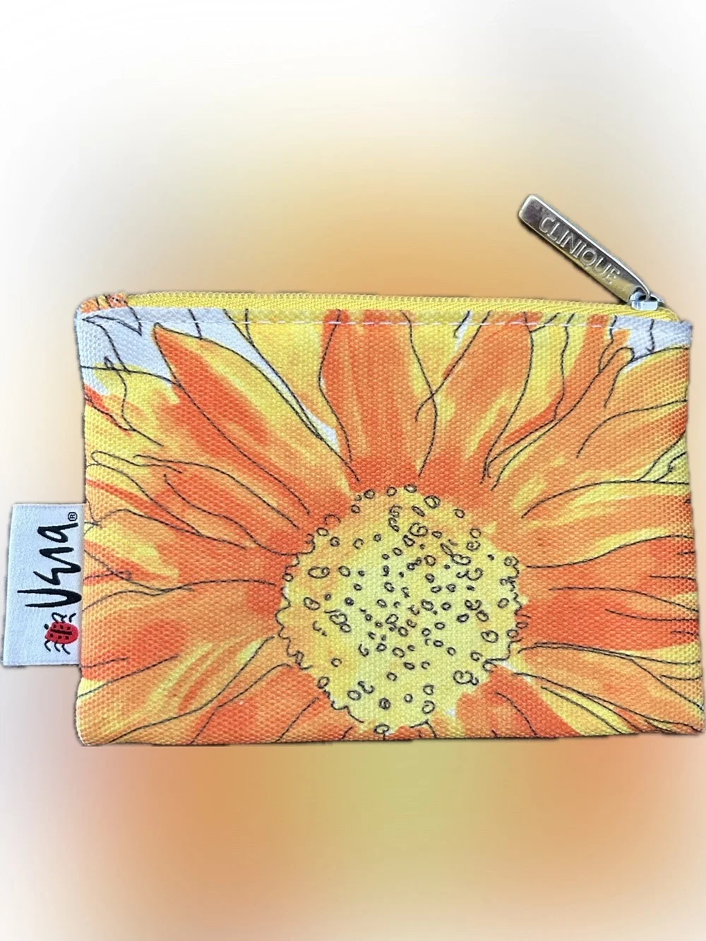 Clinique Orange and Yellow Sunflower Women’s Zip Pouch